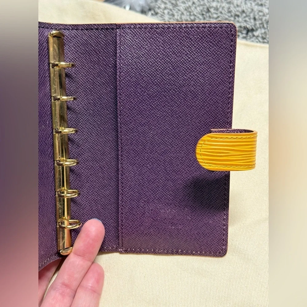 Louis Vuitton small (PM) ring agenda cover in yellow Epi leather